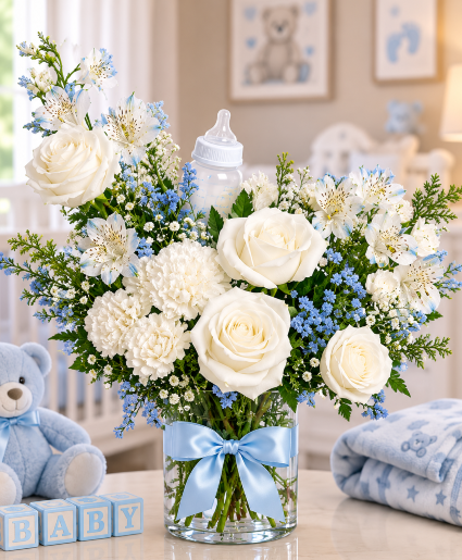 Blue Skies, Baby Boy Call Us for Faster Service & Daily Specials: (915) 303-8500 Text Us to Order Anytime: (915) 505-3708 Your trusted source for Flowers & Delivery in El Paso TX 