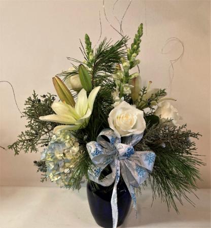 Blue Snowflakes Blue vase
