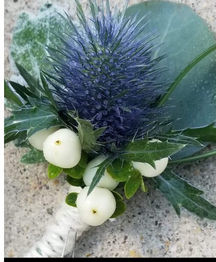 Blue Thistle Rustic Boutonniere 