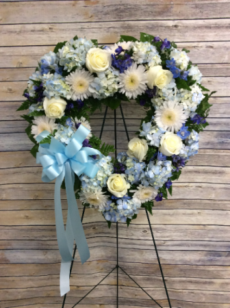 Blue Tribute Heart Standing Spray