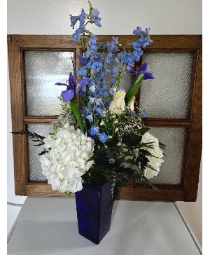 Blue & White All Around Vase Design Created by Ann Designers Choice 