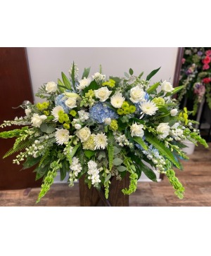 Blue, White, and Green Garden Blanket 