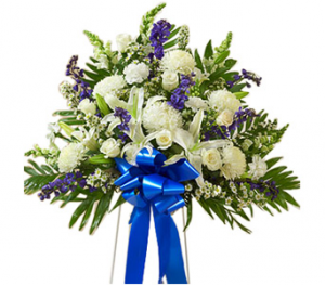 Blue & White Basket On Stand 