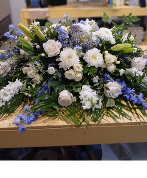 Blue & White  Casket Cover 