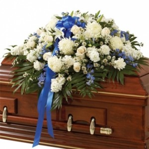 Blue & White Casket Spray 