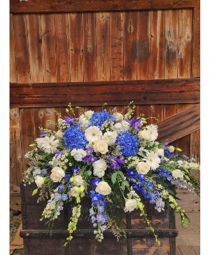 Blue & White Casket Spray Casket Spray