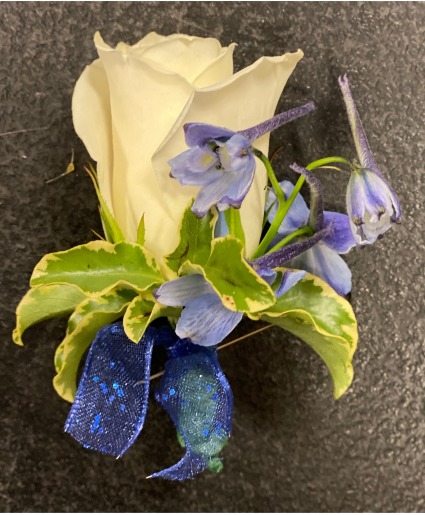 BLUE & WHITE DANCE BOUTONIERE  PROM