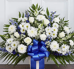 Blue & White Floor Basket Arrangement 