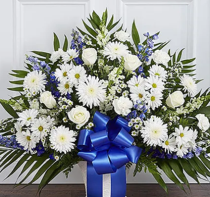 Blue & White Floor Basket Arrangement 