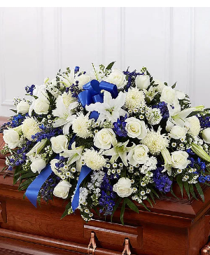 Blue & White Mixed Half Casket Cover 