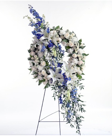 Blue & White Promise Wreath on Easel 
