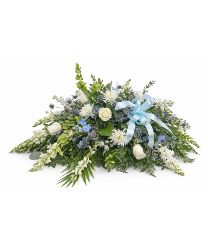 Blue & White Serenity Casket Spray 