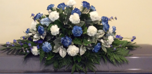 Blue, White & Silver Casket Spray 