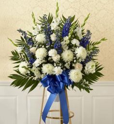 Blue & White Standing Basket Sympathy
