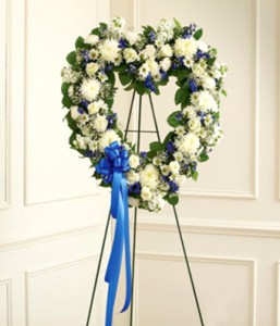 Blue & White Standing Open Heart 