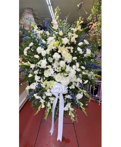 Blue & White Standing Spray Sympathy