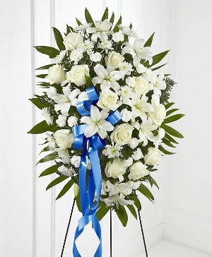 Blue & White Sympathy Standing Spray™ 
