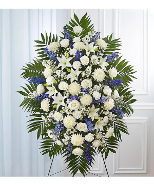 Large Blue & White Sympathy  Standing Spray 