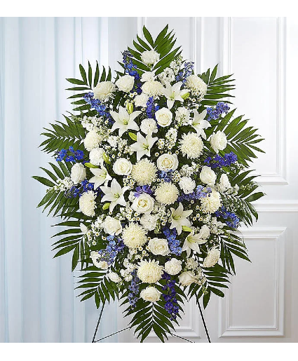 Large Blue & White Sympathy  Standing Spray 