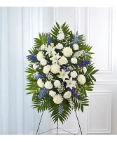 Small Blue & White Sympathy  Standing Spray 