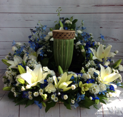 Blue & White Tribute Urn Ring Urn Ring