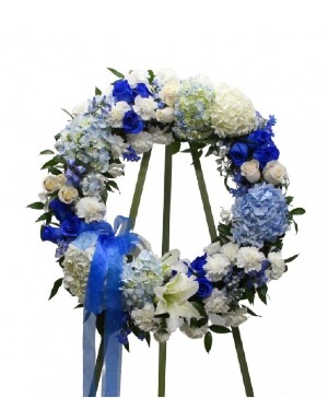 Blue with Out You Wreath sympathy 