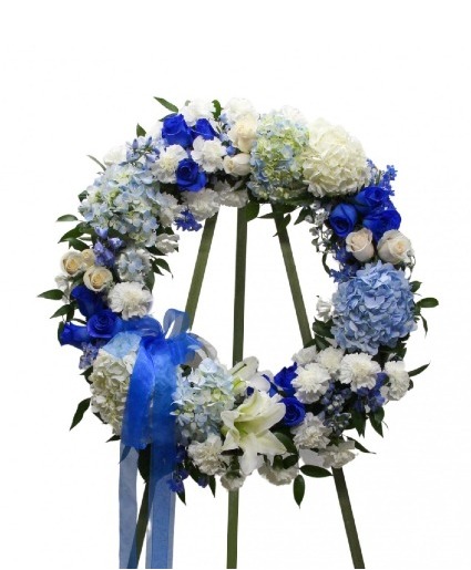 Blue with Out You Wreath sympathy 