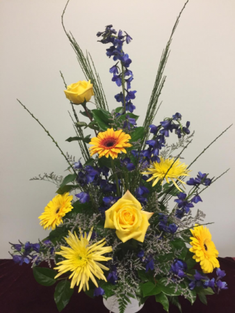 Blue & Yellow Fresh Arrangement