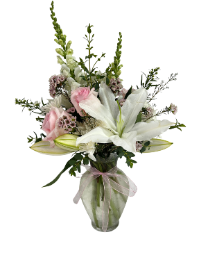 Blush and Ivory Vase arrangement 