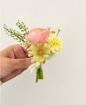 Blush & Buttercup  Wedding Boutonniere  