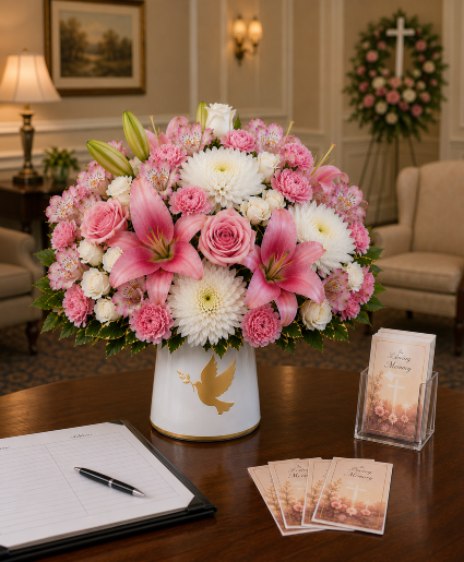 Blush Dove Remembrance Call Us for Faster Service & Daily Specials: (915) 303-8500 Text Us to Order Anytime: (915) 505-3708 Your trusted source for Flowers & Delivery in El Paso TX 