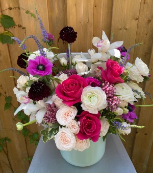 Blush Elegance Arrangement in modern ceramic pot 
