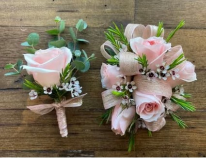 Blush Pink Prom Wristlet & Bout Set 