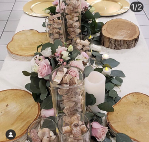 Blush table decor Reception flowers