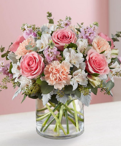 Blushing Blooms Vase Arrangement 