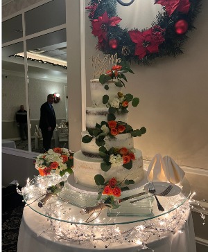 Blushing Cake Garden with Orange Roses  Cake Florals 
