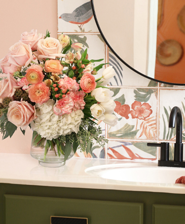 Blushing Elegance Lifestyle Arrangement in Albany, NY | Ambiance Florals & Events