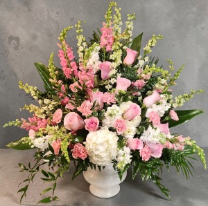 Blushing Garden Elegance Urn Funeral Flowers