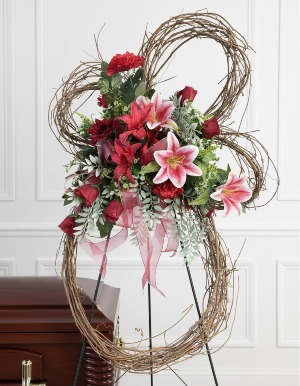 Blushing Grace Grapevine Standing Spray SS-108 Sympathy Silk Arrangement
