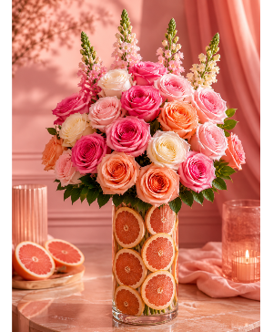 Blushing Grapefruit Luxe Call Us for Faster Service & Daily Specials: (915) 303-8500 Text Us to Order Anytime: (915) 505-3708 Your trusted source for Flowers & Delivery in El Paso TX