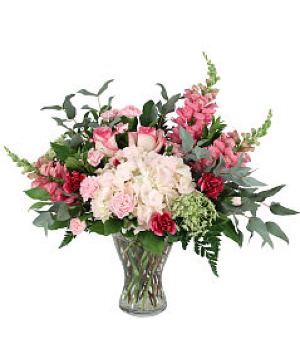 Blushing Love   Vase Arrangement  Substitutions Maybe Necessary