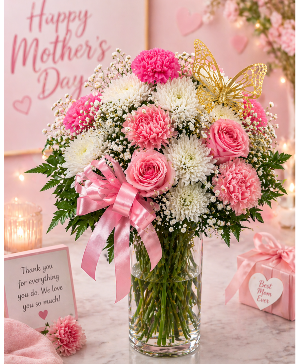 Blushing Love Vase Call Us for Faster Service & Daily Specials: (915) 303-8500 Text Us to Order Anytime: (915) 505-3708 Your trusted source for Flowers & Delivery in El Paso TX