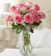 Blushing Pink Roses 1 Dozen 