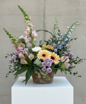 Blushing Skies Basket Arrangement