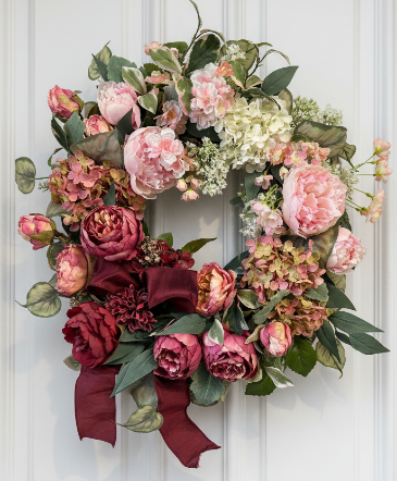 Blushing Twilight Ombre Wreath Silk Wreath in Medina, NY | CREEKSIDE FLORAL AND DESIGN