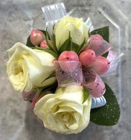 Blushing White Child's Wrist Corsage