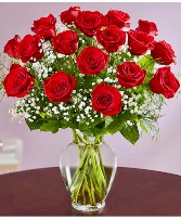  1 Dz Long Stem Red Roses  in Vase 