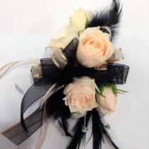 Black & Champagne Wrist Corsage