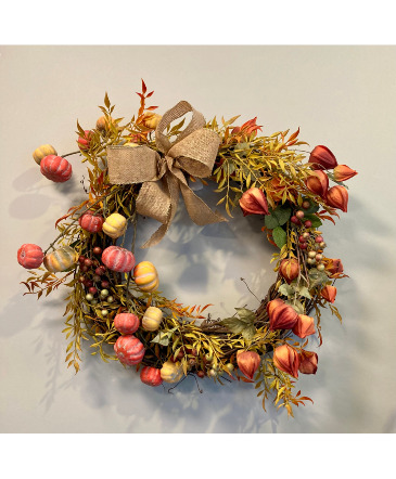 Bountiful Autumn Faux Wreath Faux in Darien, CT | DARIEN FLOWERS