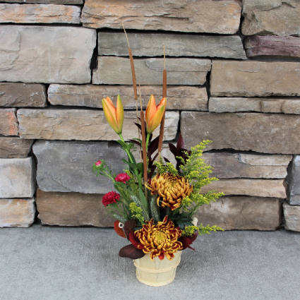 Bountiful Basket Fall Flower Arrangement